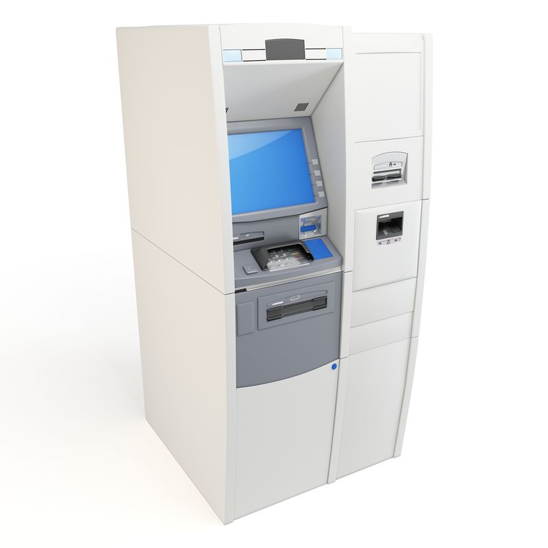 3D ATM机详细隔离在白色