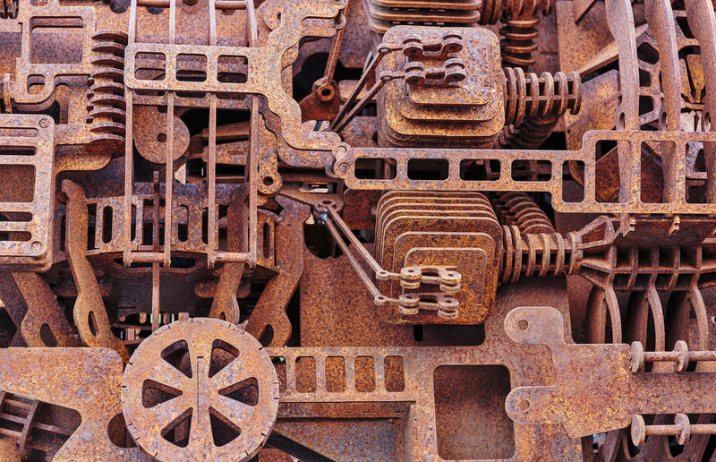 旧的生锈的机械零件-背景