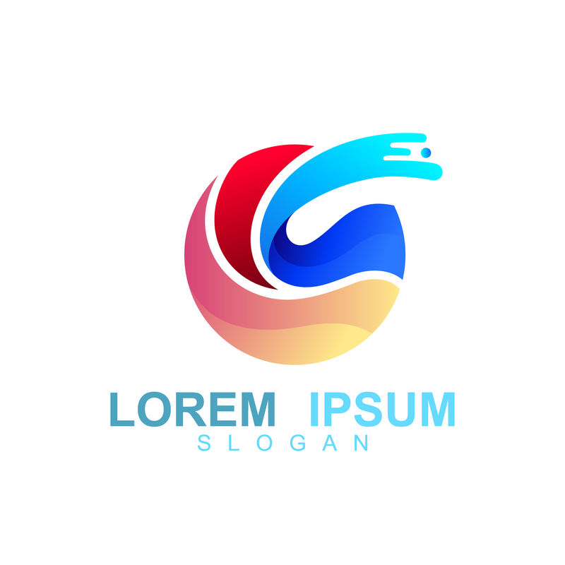 水波标志模板-圆波标志矢量-太阳标志-夏季-假日-海滩图标插图-抽象和三维标志