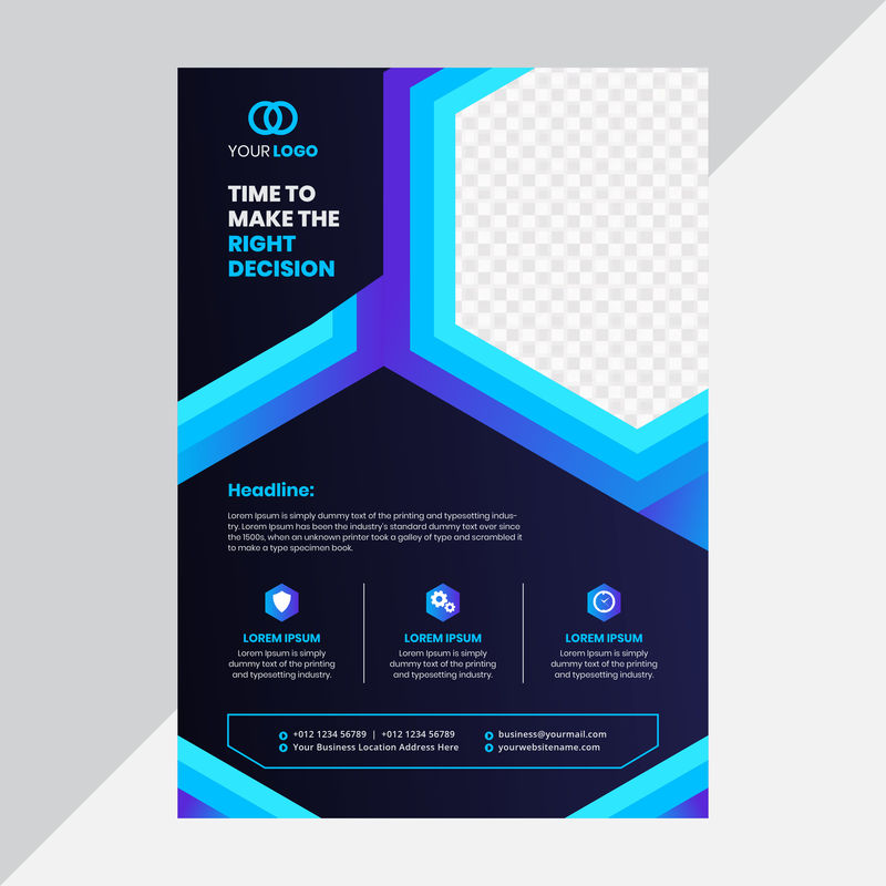 商业手册模板-传单设计-年度报告封面-教育、广告、演示、杂志页小册子-A4尺寸矢量图-蓝色