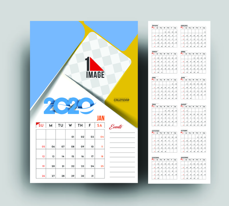 2020新年快乐日历-新年假期设计元素