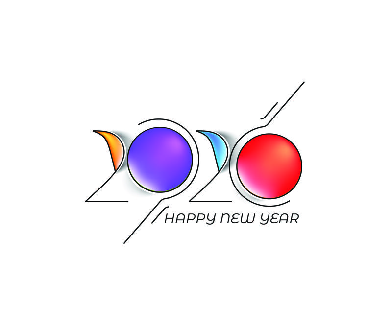 2020新年快乐文字排版设计模式，矢量插图