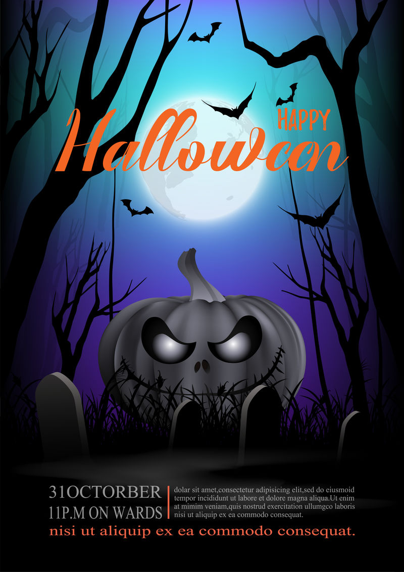 万圣节背景，在DA的月光下南瓜