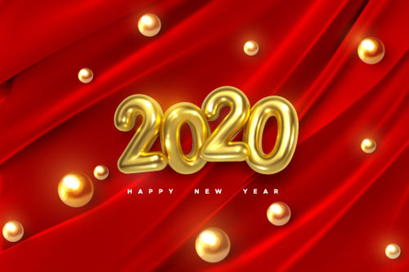 2020新年快乐文字设计图案,矢量插图
