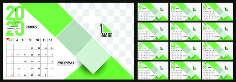 2020新年快乐日历-新年假期设计元素