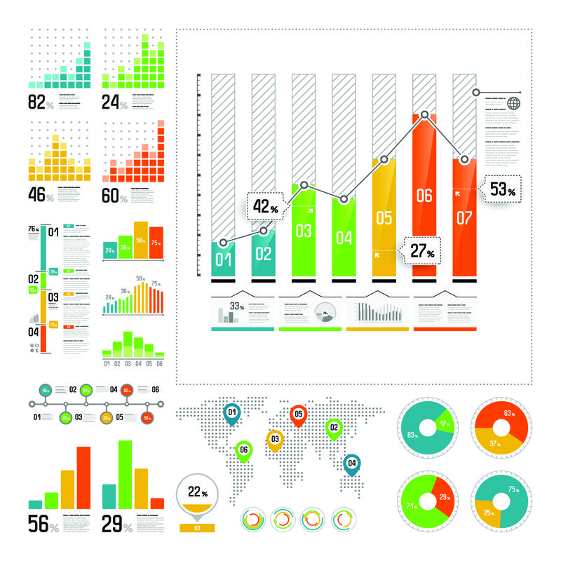 用彩色元素设置的信息图形-矢量信息图形