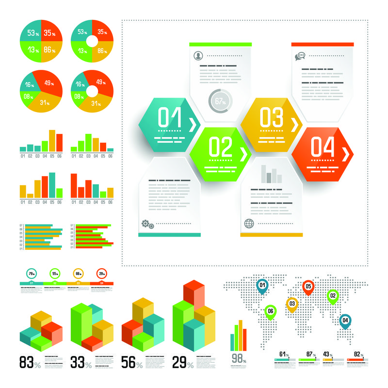 用彩色元素设置的信息图形-矢量信息图形