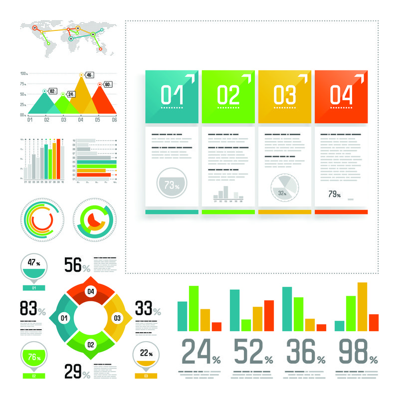用彩色元素设置的信息图形-矢量信息图形