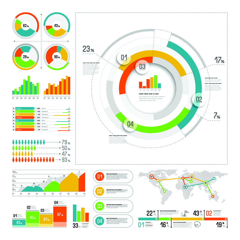 用彩色元素设置的信息图形-矢量信息图形