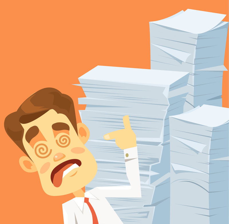 有压力的疯狂商人性格-很多作品-矢量平面卡通插图