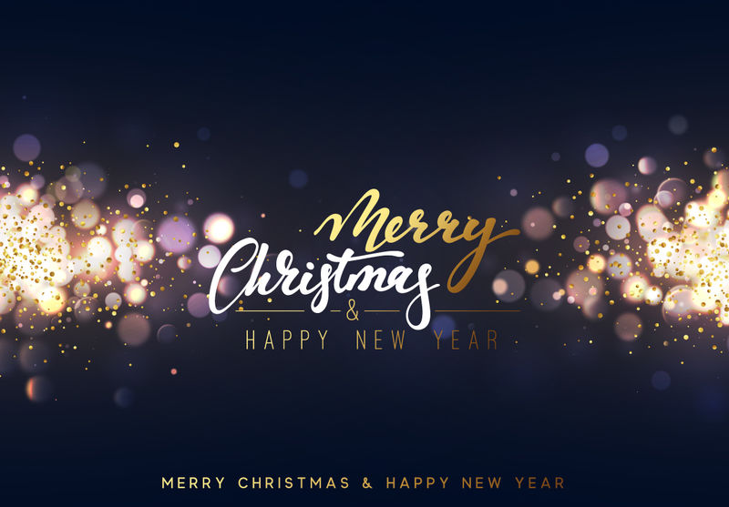 圣诞背景灯金色波基-圣诞卡-魔术节日卡片-海报-横幅-夜光金光背景