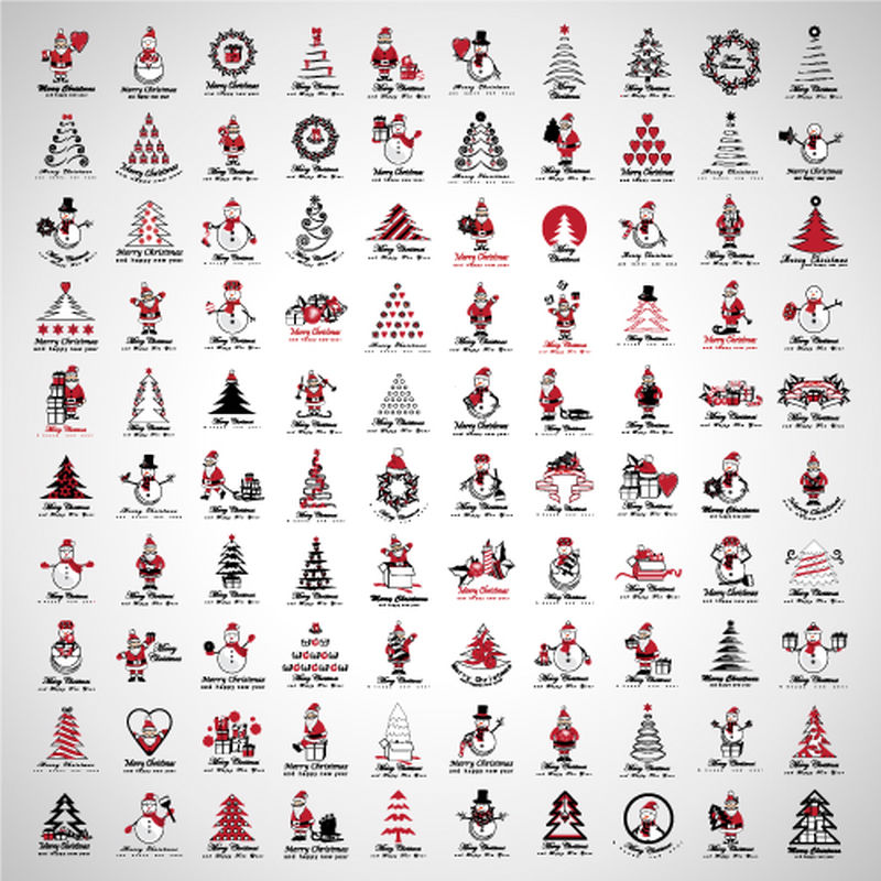 圣诞图标和元素集-矢量插图-平面设计-圣诞节图标的集合-用于Web、网站、打印、演示模板、移动应用程序和促销材料