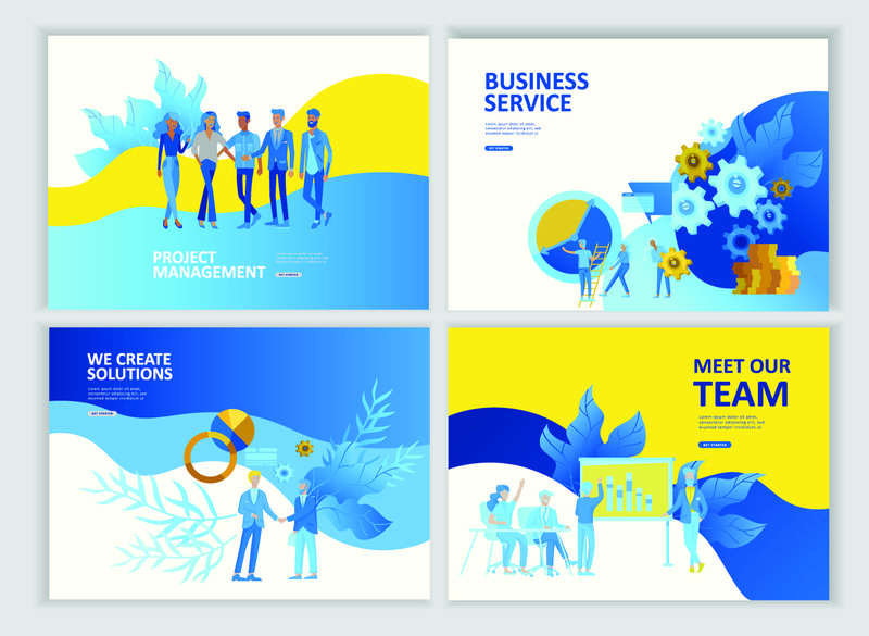 设置登陆页面模板人员业务服务应用程序-团队合作-研究和项目管理-合作尽快启动和解决方案-矢量插图概念网站移动开发