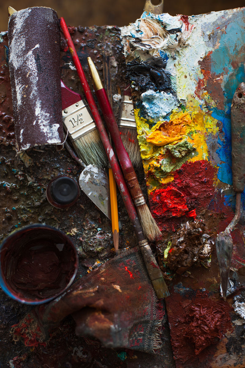 艺术画,调色板,刷笔