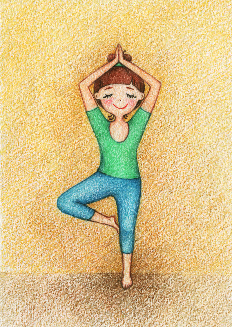 Рисунок девочка на йоге