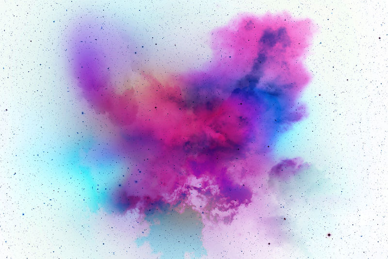 彩色背景粉彩粉爆炸-彩色粉尘飞溅在白色背景上