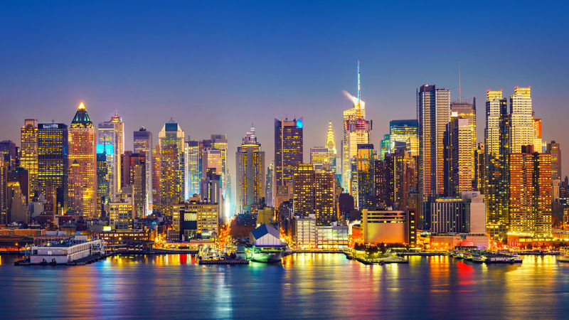 美国纽约曼哈顿夜景