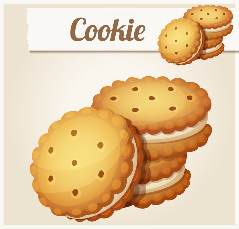 奶油曲奇。详细矢量图标