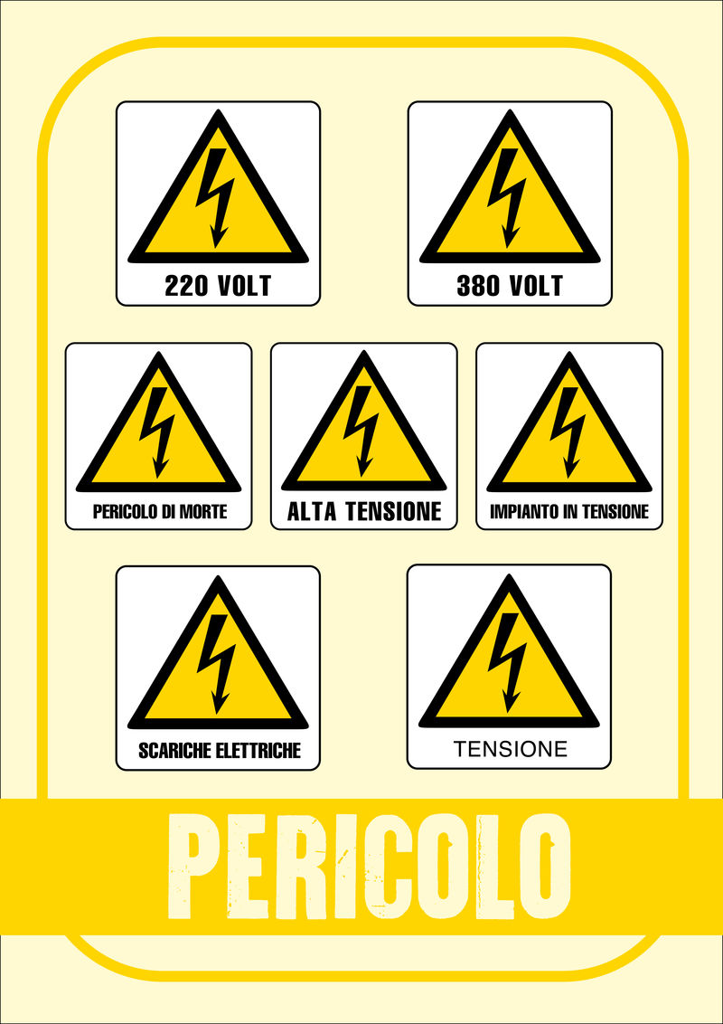 注意：220伏、380伏、死亡危险、高压、系统电压、电击、电压