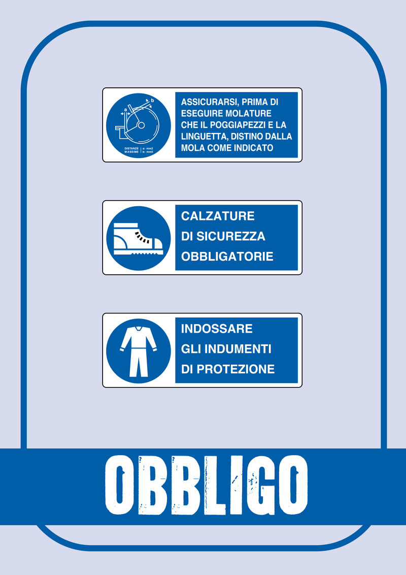 信号必须：确保研磨工件前保持架的尺寸符合规定-需要穿安全鞋-穿防护服