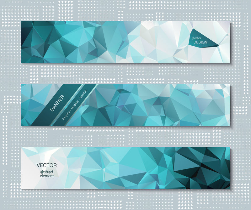 创意抽象网站标题或横幅集-多边形图案的设计模板