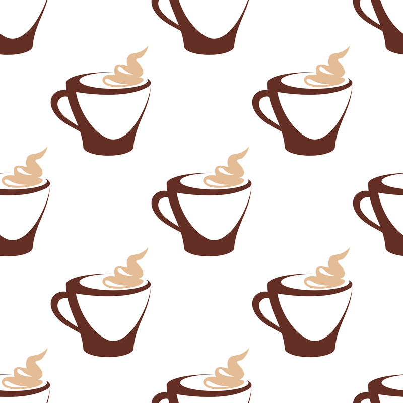 奶油咖啡杯的无缝图案