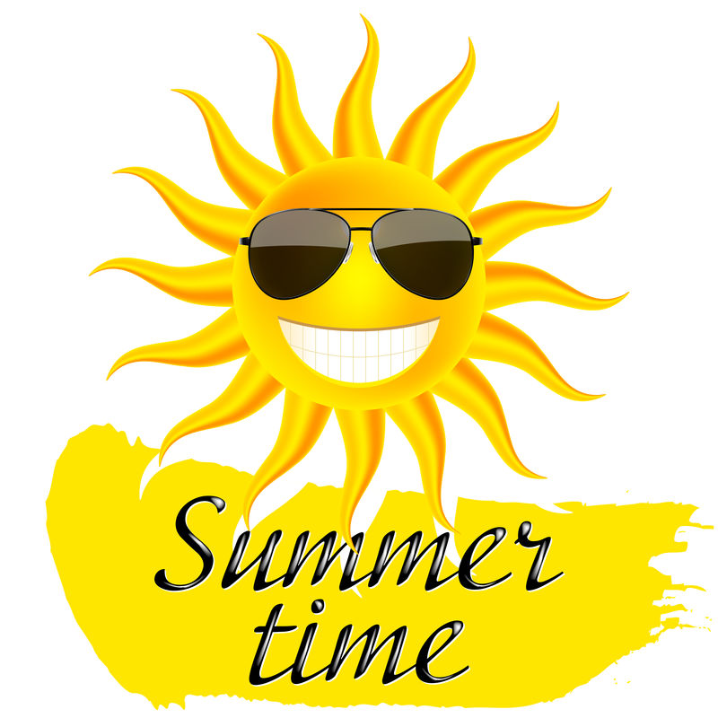 夏天的时候-戴眼镜晒太阳-矢量图示