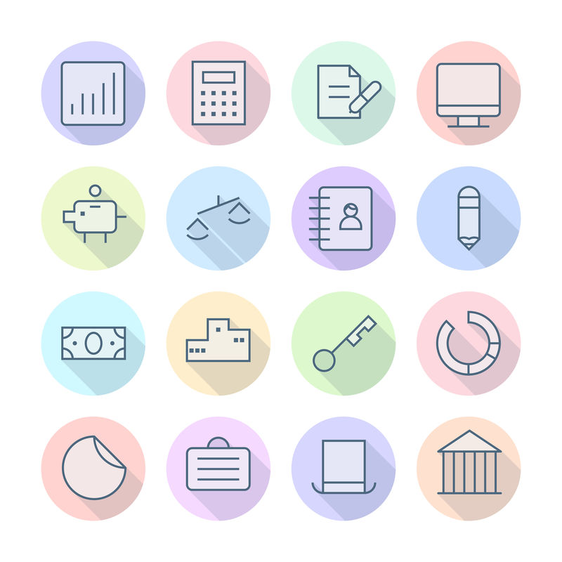 商业和金融的细线图标