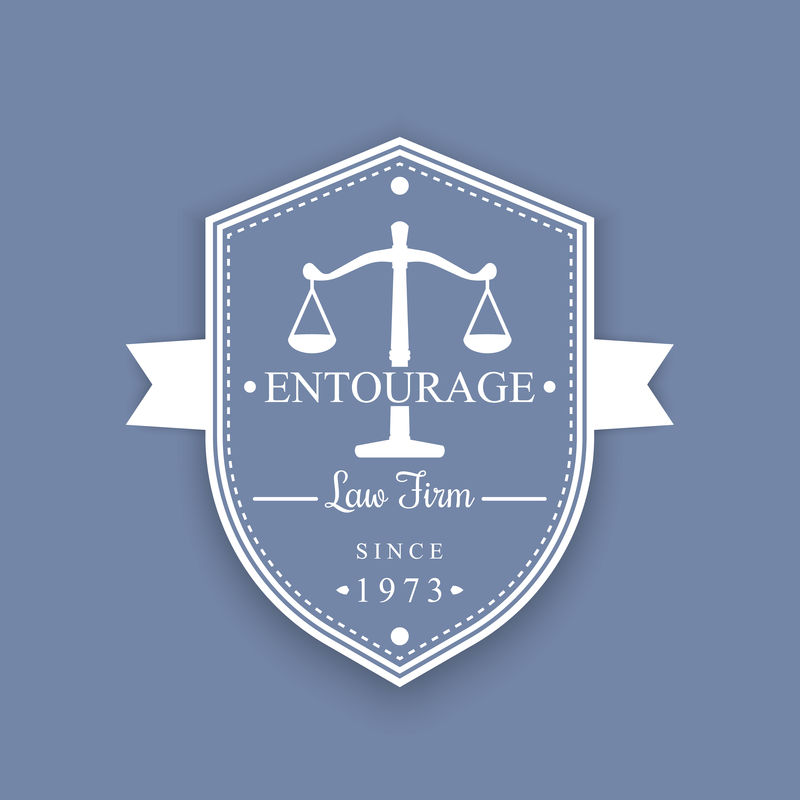 律师事务所复古标志、徽章、司法、律师事务所标牌、矢量插图