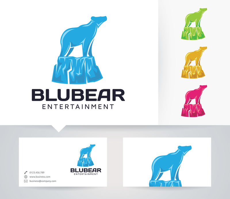 蓝色熊-矢量标志模板