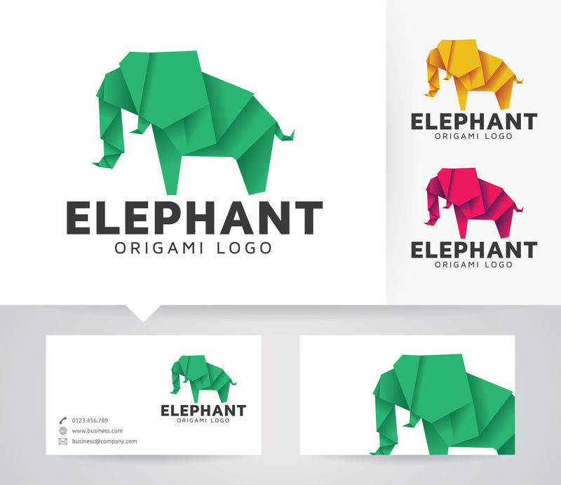 大象折纸-矢量标识模板