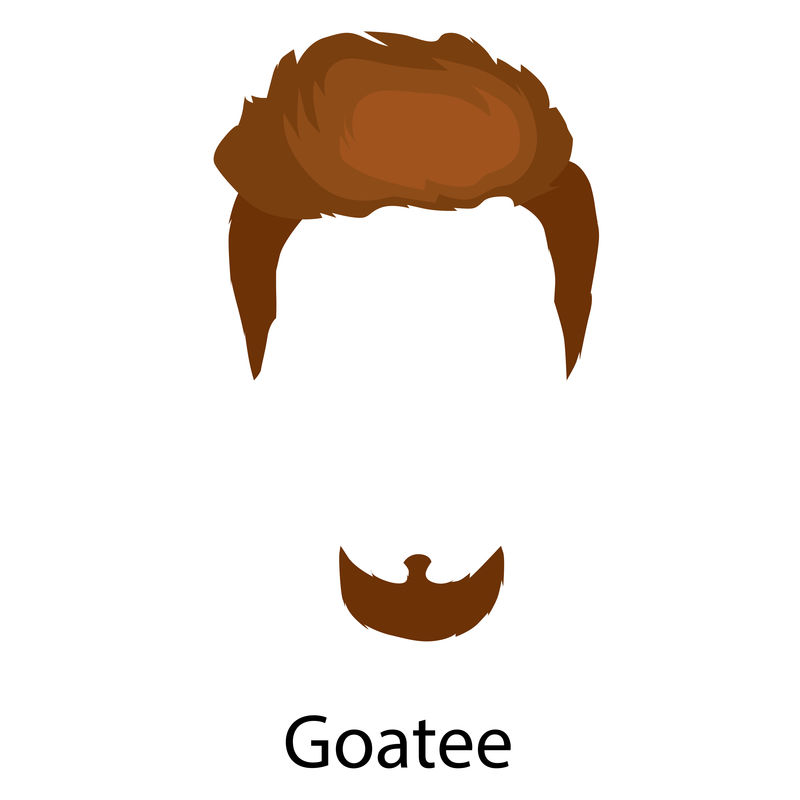 有胡子和胡子的卡通发型。白色背景上独立的时髦发型矢量插图。