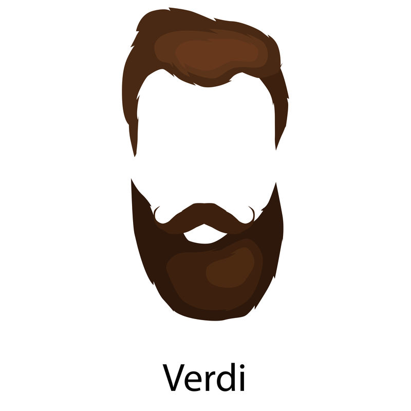 有胡子和胡子的卡通发型。白色背景上独立的时髦发型矢量插图。