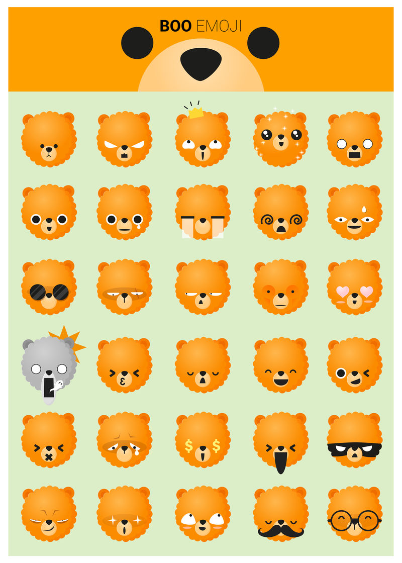 狗狗表情图标-矢量-插图