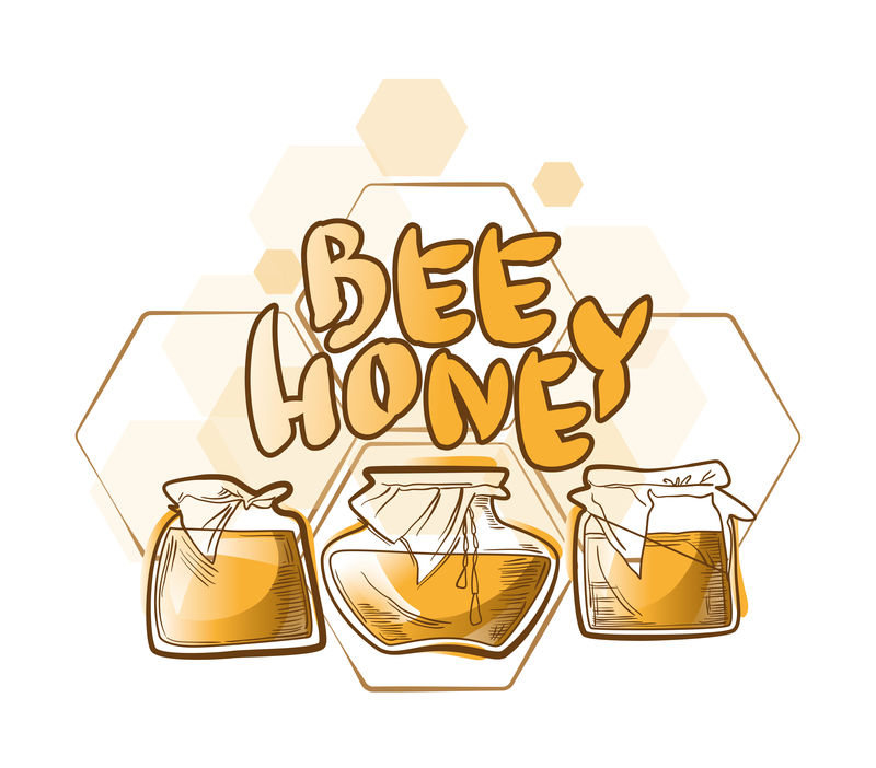 蜂蜜。商标和标签。矢量图解。