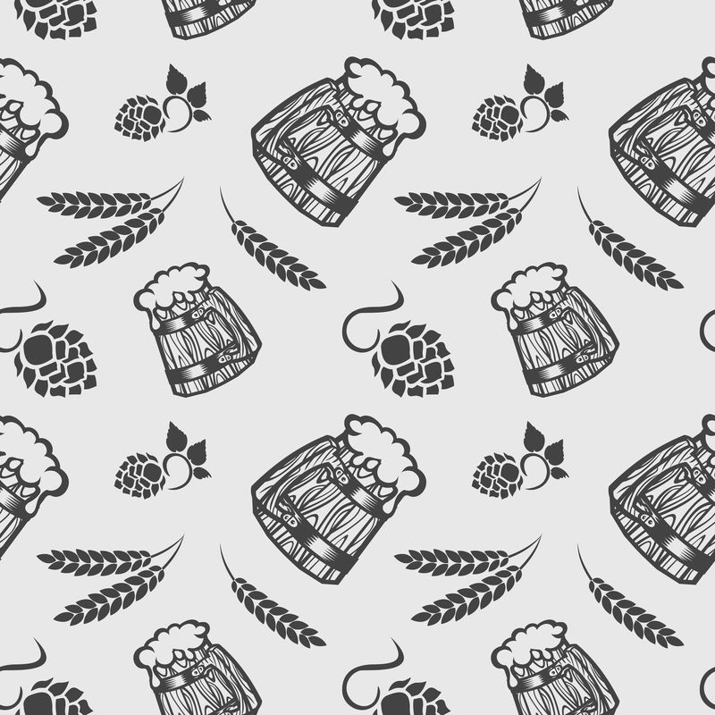 啤酒单行元素的菜单-包装-设计-矢量轮廓扁平的徽章、装饰品