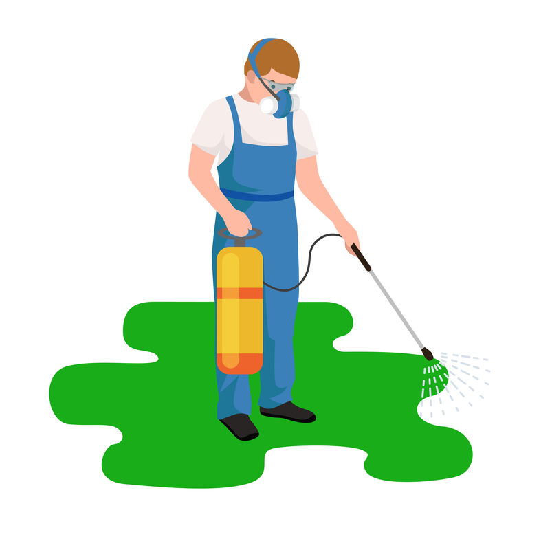 害虫控制概念与昆虫灭绝者轮廓矢量矢量图解