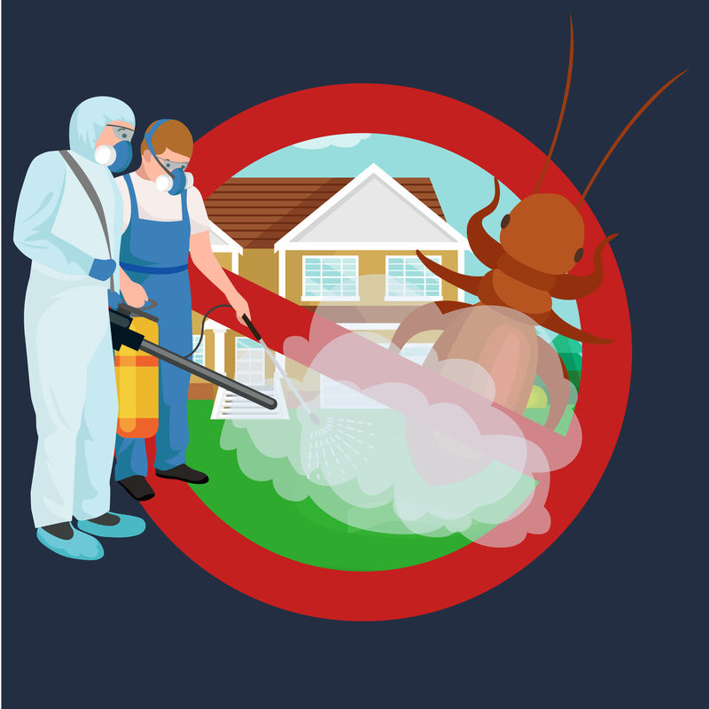 害虫控制概念与昆虫灭绝者轮廓矢量矢量图解