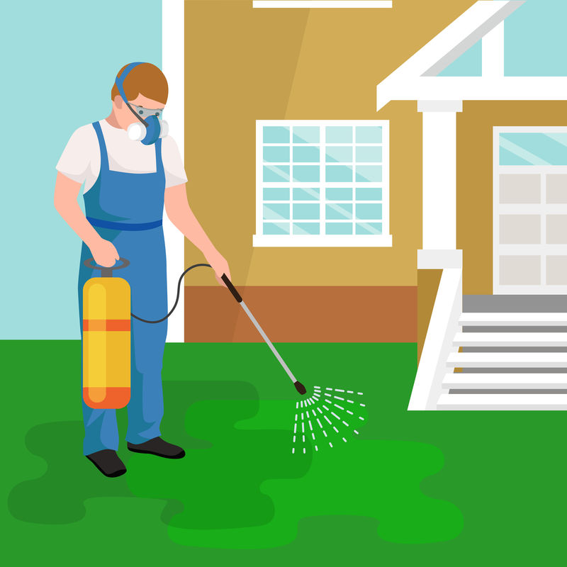 害虫控制概念与昆虫灭绝者轮廓矢量矢量图解