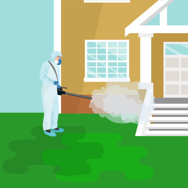 害虫控制概念与昆虫灭绝者轮廓矢量矢量图解