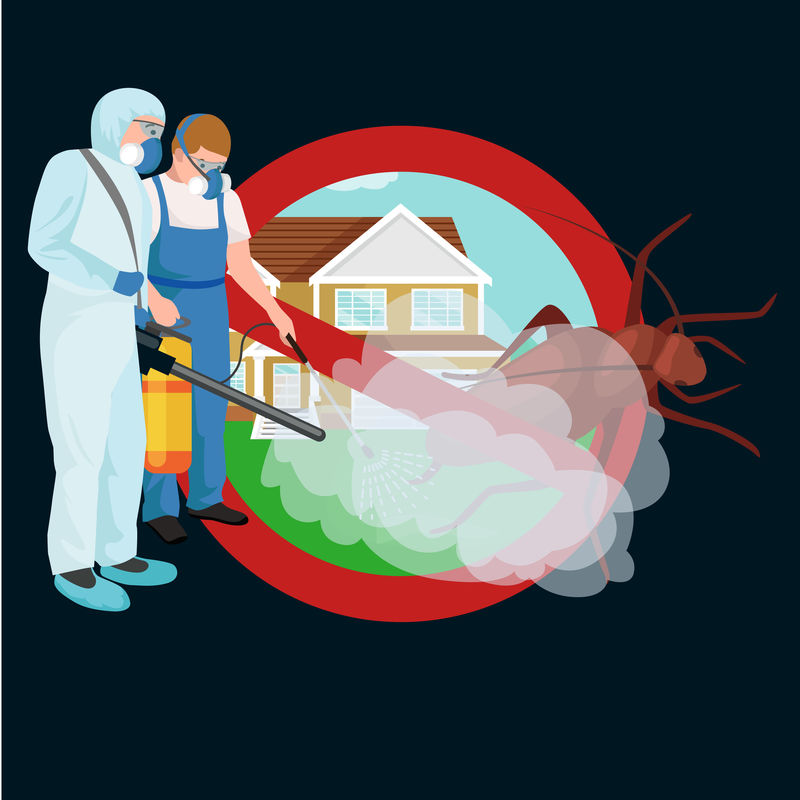 害虫控制概念与昆虫灭绝者轮廓矢量矢量图解