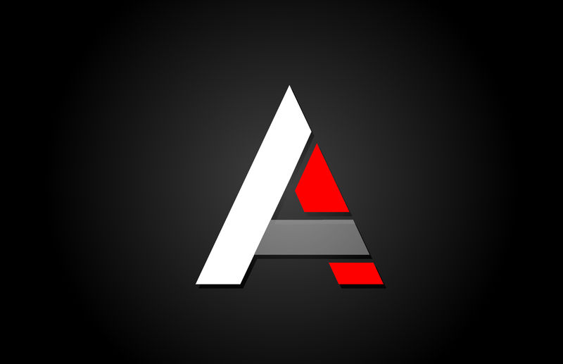 红白黑a公司图标设计字母标志