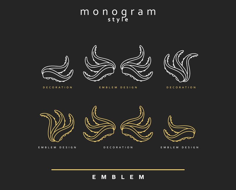 海鲜。章鱼海洋主题。抽象优雅的章鱼设计模板。