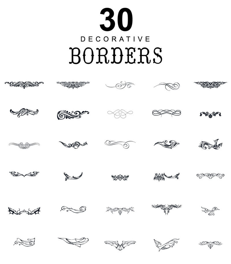 边框和分隔条装饰性小品设计元素集-矢量书法