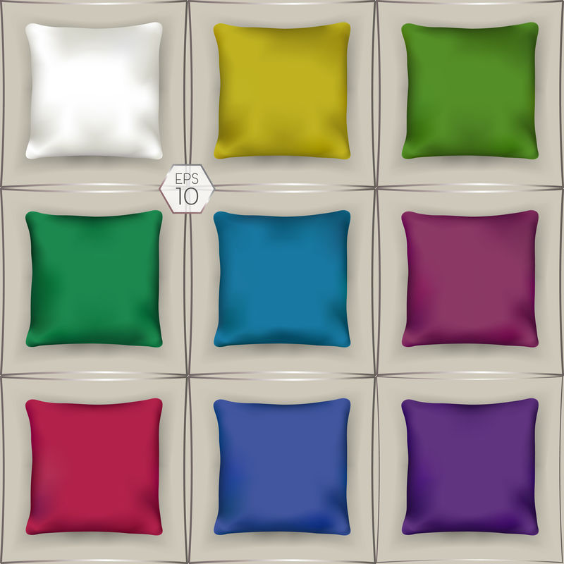3D套丝绸枕头-内部设计元素-矢量EPS10舒适的编辑