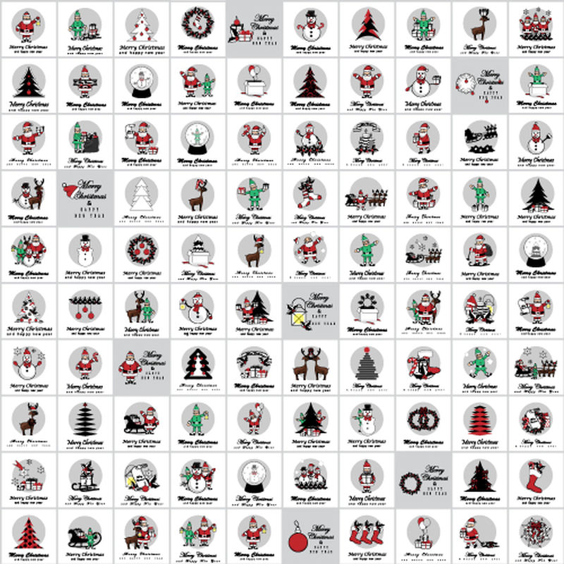 圣诞图标和元素设置-在灰色背景上隔离-矢量插图-图形设计可为您的设计编辑