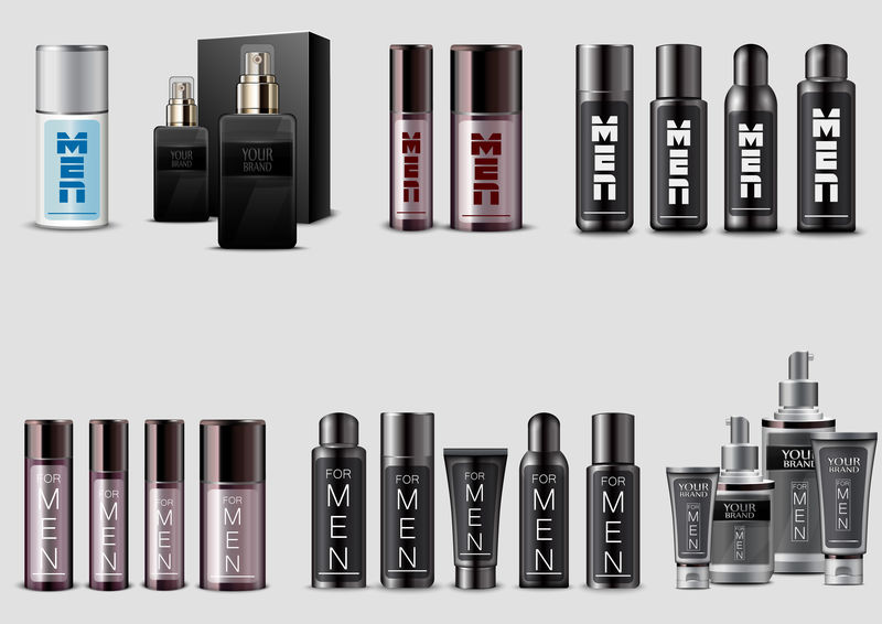 白色背景男士化妆品包装套装