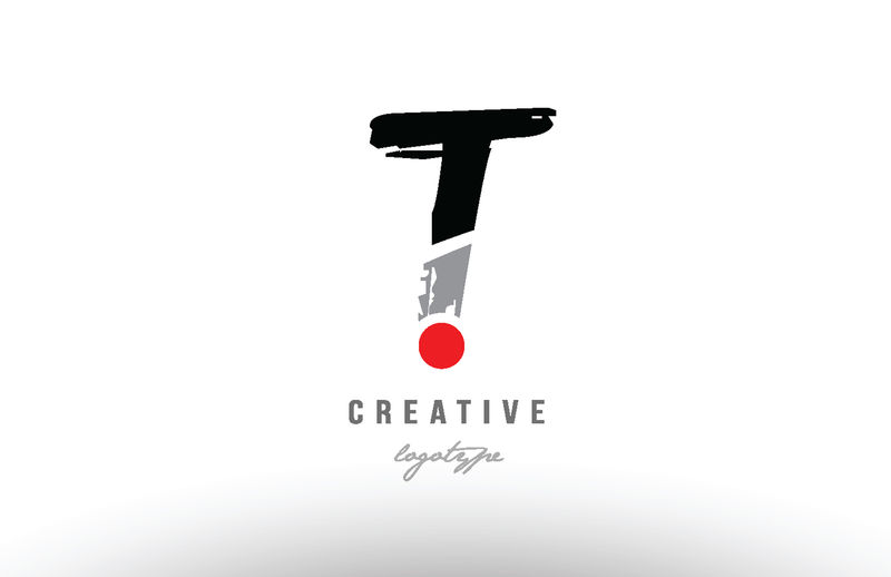 T grunge黑灰色字母标志图标设计