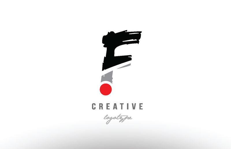 F grunge黑灰色字母标志图标设计