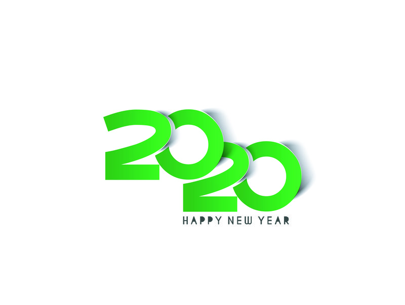 2020新年快乐文字设计图案，矢量插图。
